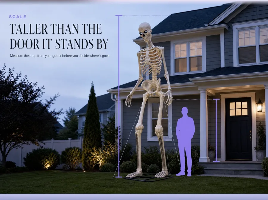 Taller than the door it stands by. Measure the drop from your gutter before you decide